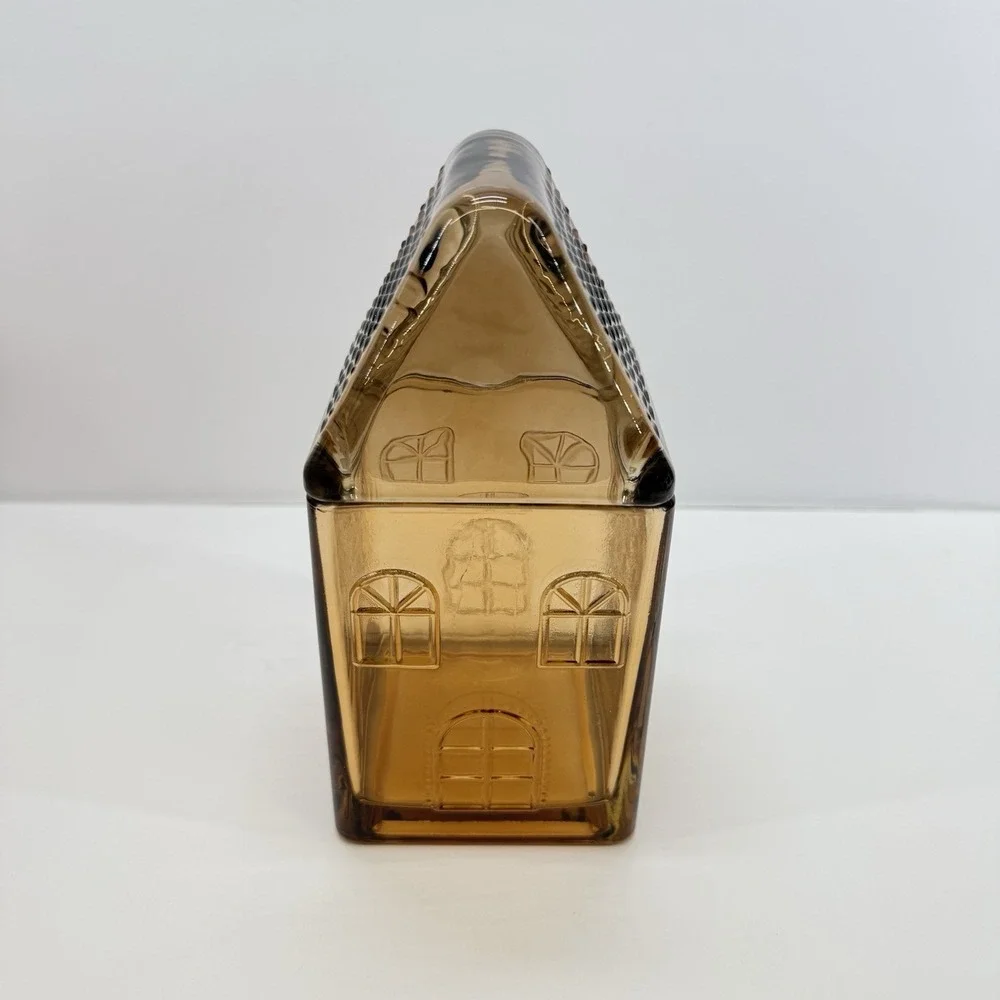 Target Amber Glass Gingerbread House Canister Cookie Jar Kitchen Home Decor Set